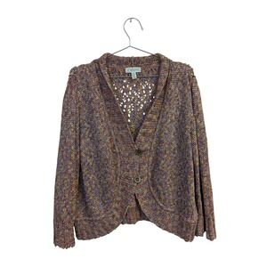 St. John Sport‎ Multicolor Knit Cardigan Sweater Cotton Viscose Linen Rainbow XL
